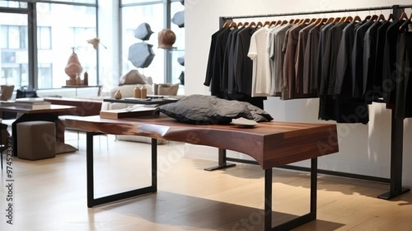 Fototapeta sleek wood display table