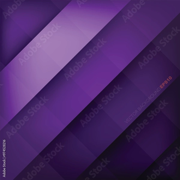 Fototapeta Purple graphic geometric triangle overlap vector layer background for text and message design