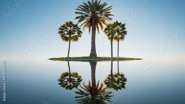 Fototapeta mirror los angeles palm tree