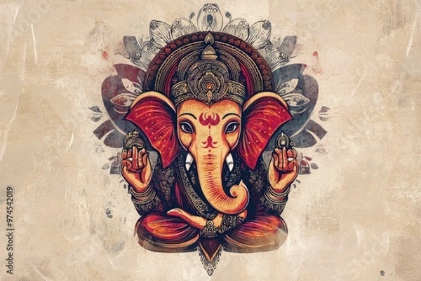 Fototapeta Modern interpretation of Lord Ganesha with contemporary design elements