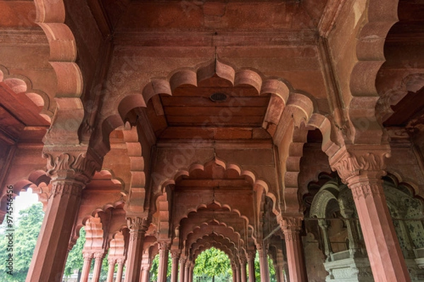 Obraz The Red Fort, also known as Lal Qila is a historic fort in Delhi, India. The view from the inside