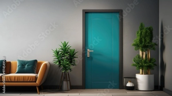 Fototapeta chrome modern home interior door