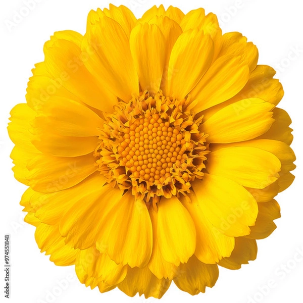 Fototapeta A vibrant yellow flower showcasing intricate petals and a rich center. cut out, PNG, isolated on transparent background.