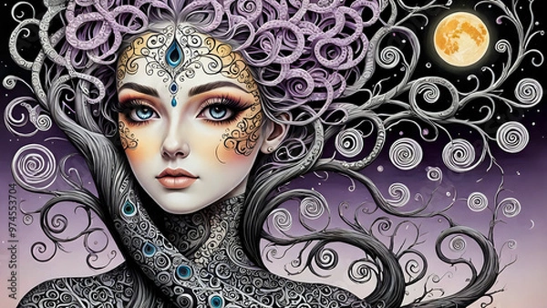 Obraz Abstraktion Grazia und Pfau 16х9. Hintergrund für das Design 4.