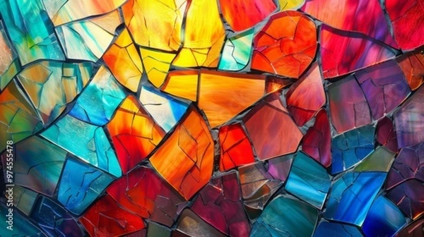 Obraz Abstract Mosaic Texture of Colorful Glass Pieces