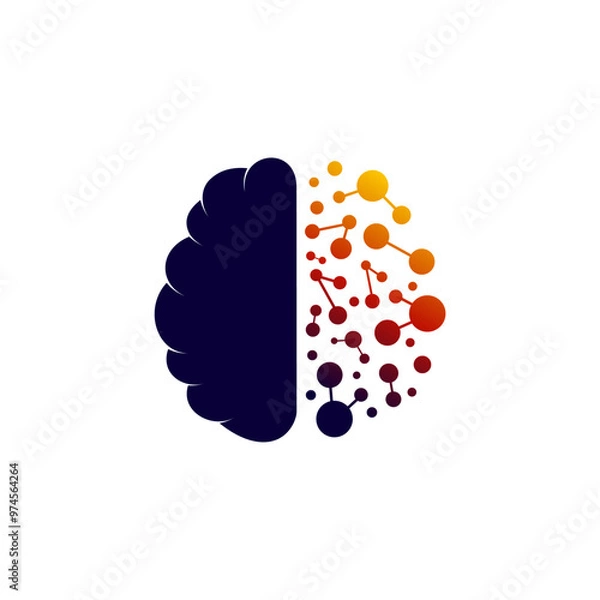 Obraz brain tech logo vector template illustration design