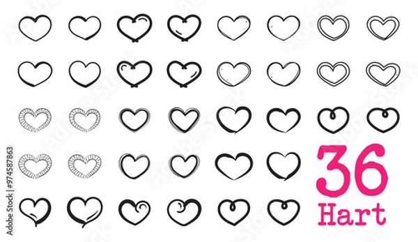 Obraz Hand drawn vector hearts object. Vector new hart elements for others design. Creative hart brush object.