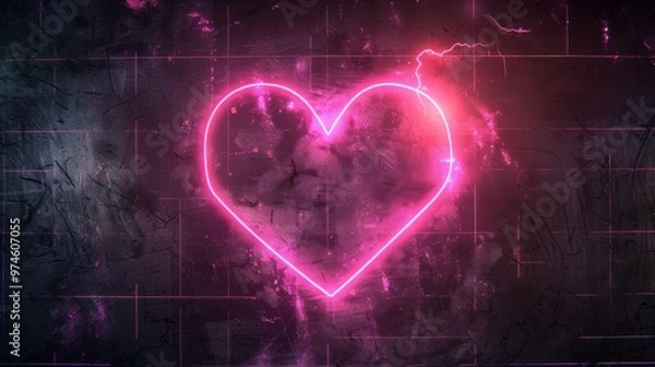 Fototapeta Minimalist Background: Neon Glow and Futuristic Design with Digital Effects
