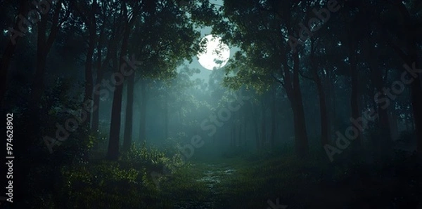 Obraz Moonlit Forest Path