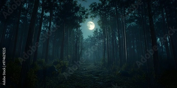 Obraz Moonlight Forest Path