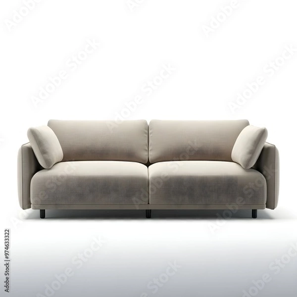 Fototapeta A sleek, modern sofa isolated on a white background, showcasing clean lines and a minimalist design.