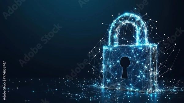 Fototapeta Network Protection with Cybersecurity Lock