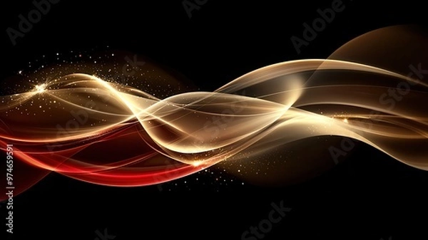 Fototapeta Elegant waves of light flowing seamlessly, creating a sense of motion and tranquility against a dark backdrop.