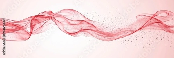 Fototapeta Elegant red waves gracefully flow across a soft background, creating a sense of movement and tranquility.