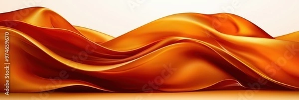 Fototapeta Elegant waves of orange silk fabric create a warm, inviting atmosphere, perfect for design and decoration.
