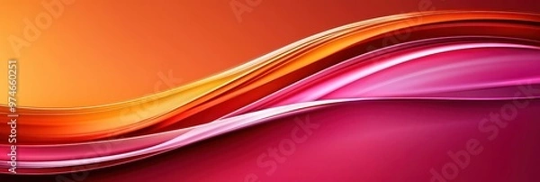 Fototapeta Vibrant wave patterns blend warm orange and pink hues, creating a dynamic and energetic background for design and creativity.