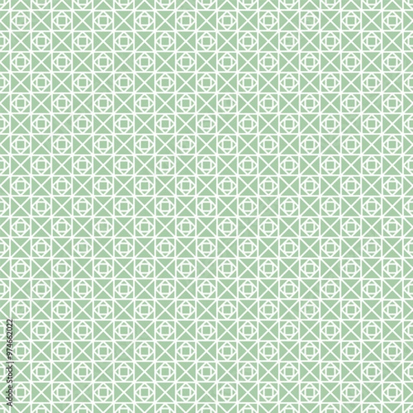 Fototapeta A geometric pattern featuring small squares and crosses in a soft green color.