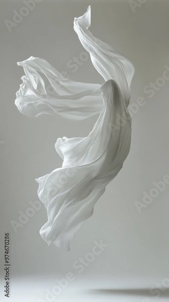 Fototapeta Cloth – Artistic Photo of Flowing Cloth Suspended in Midair Creating a Weightless Appearance