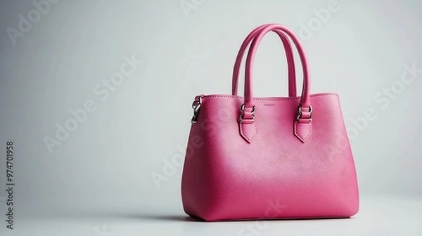Fototapeta Stylish pink handbag on white background : Generative AI