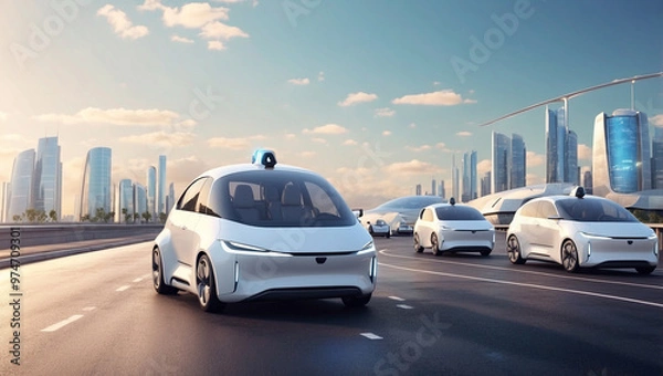 Fototapeta Autonomous Driving Concept A Futuristic Vehicle