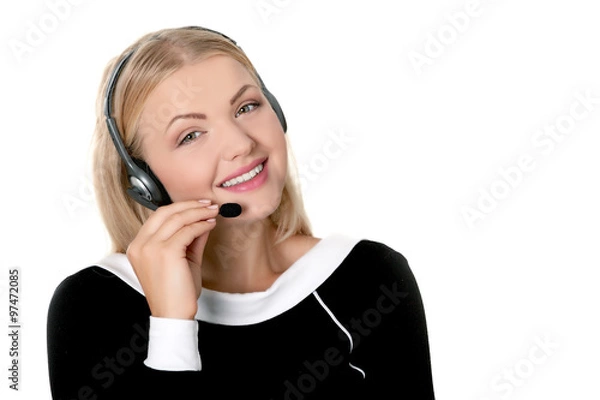 Obraz support phone operator in headset isolated call center representative
