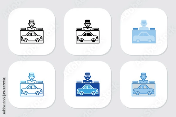 Fototapeta valet parking icons with various design styles