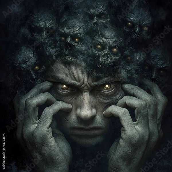 Fototapeta Depiction of Inner Demons and Mental Struggle


