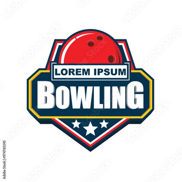 Fototapeta Logo design template with Bowling theme. Can be used for bowling arena logo, competition, or for group, bowling team