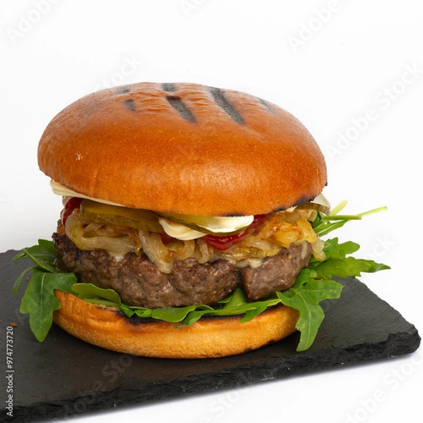 Fototapeta Hamburger on a white background
