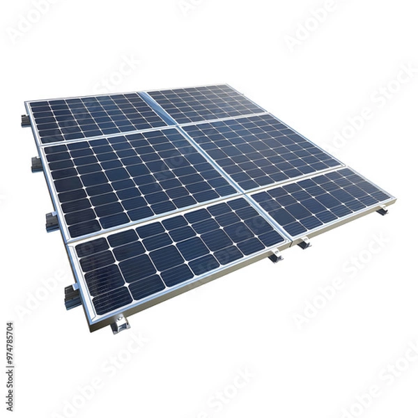 Fototapeta Solar panels on vibrant transparent background high res 8K