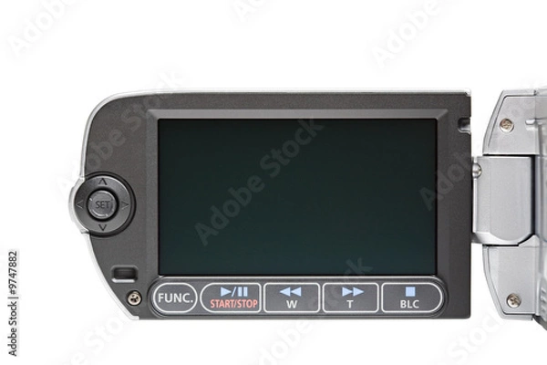 Obraz camcorder LCD display screen with menu isolated on white