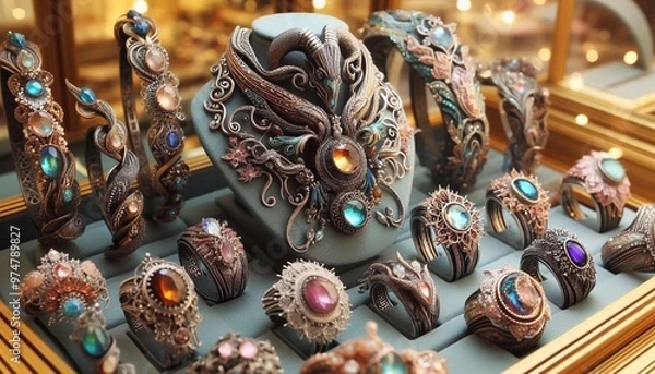 Fototapeta Handgefertigter Schmuck in einem Juwelier