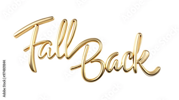 Fototapeta Fall Back Golden Typography Lettering Isolated on White Transparent Background, PNG Element