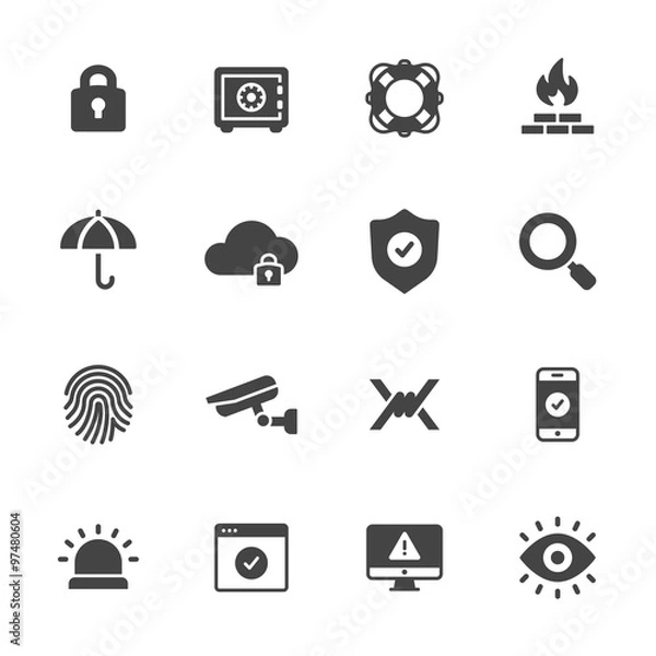 Fototapeta Ikony ochrony i bezpieczeństwa