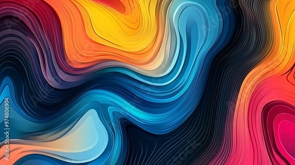 Fototapeta Abstract colorful liquid wave background with dynamic shapes.