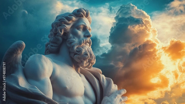 Fototapeta statue of zeus on sky