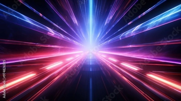 Fototapeta Neon Tech Waves Abstract Light Flow