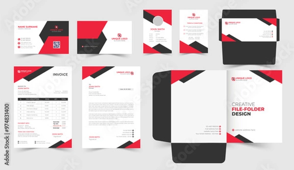 Obraz Modern corporate identity stationery design set, with business card, envelope, letterhead template