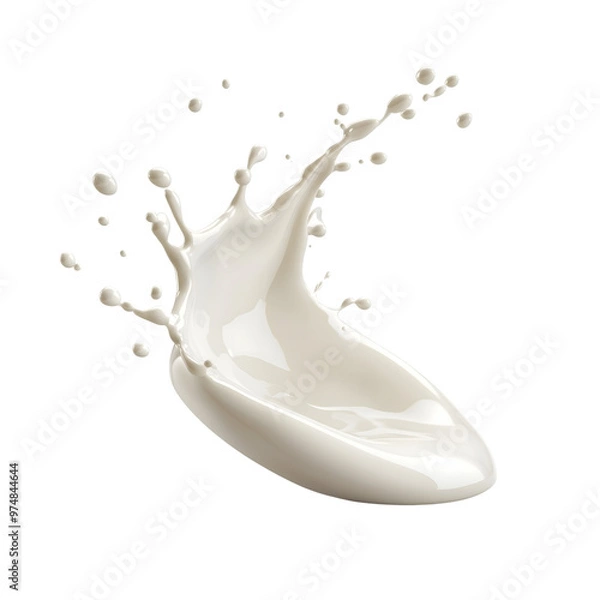 Fototapeta splash of milk isolated on transparent background Generative Ai.

