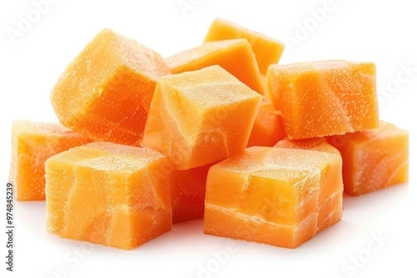 Fototapeta A pile of stacked sugar cubes on top of each other, ideal for use in food and confectionery photography or as a prop for baking and cooking illustrations