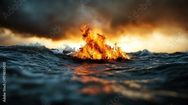 Fototapeta Fire in the Sea.