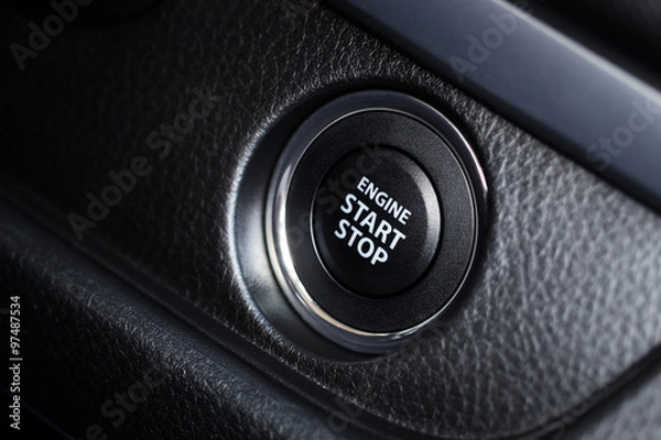 Fototapeta closeup start engine button of modern car