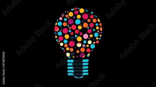 Fototapeta Colorful dots encapsulated within a light bulb shape vector illustration