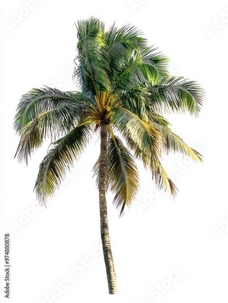 Fototapeta Palm tree isolate on white background, tropical setting,
