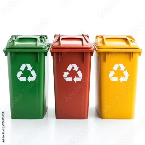 Obraz Public recycling bin isolate on white background, environmental symbol,