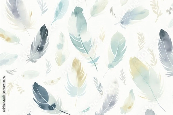 Fototapeta Feathers pattern abstract background. Textile and fashion concept. Illustration for wallpaper, design, textile. Plumage texture