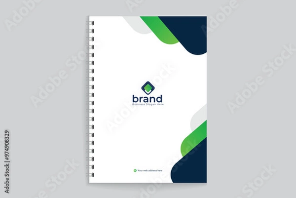 Fototapeta Modern  notebook cover design black and green color