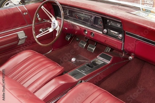 Obraz Classic car interior - red leather