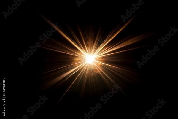 Fototapeta Light Flare on Black Background – Radiant Starburst Effect for Graphic Design
