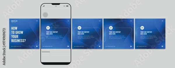 Fototapeta Set of Linkedin Carousel Post, editable social media Instagram carousel post, modern and creative business carousel post template, eps 10.